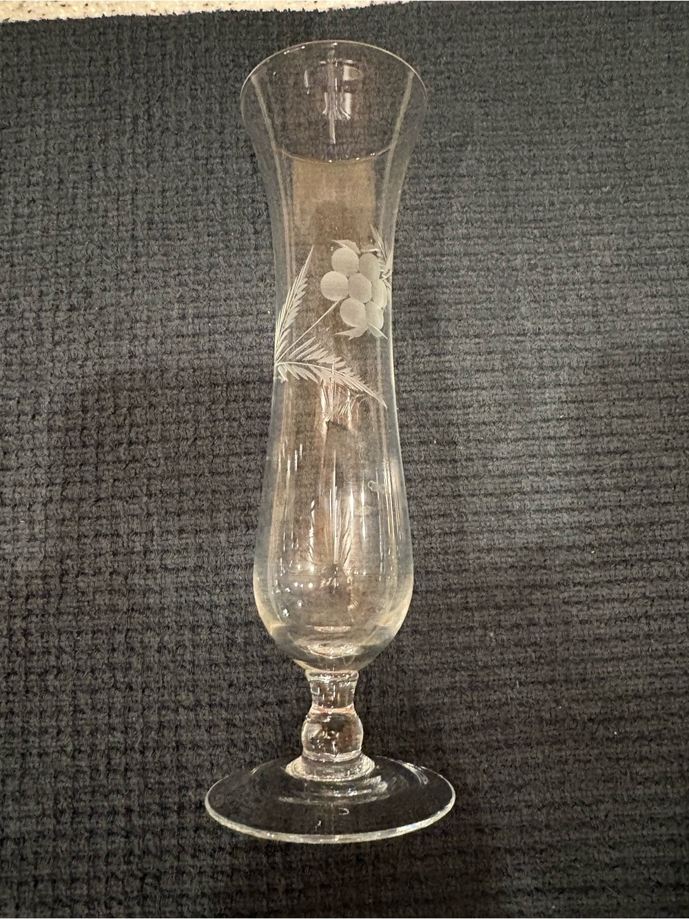 Vintage Princess House Crystal Etched Floral Bud Vase 8”